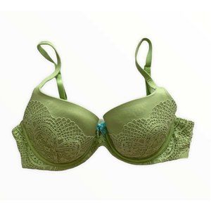 Victoria’s Secret Green Lace Lined Demi Bra Womens
